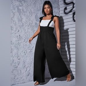 Plus Tie Shoulder Cami Wide Leg Jumpsuit Without Camisole
